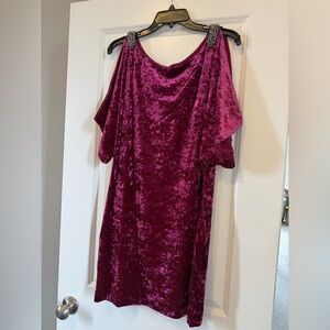 Aidan Mattox Velvet Magenta Mini Dress